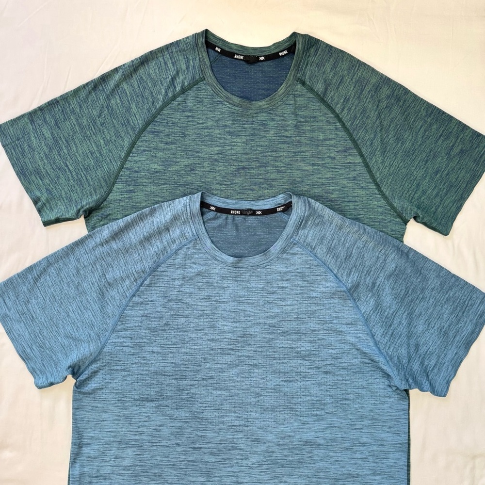 Rhone Reign Tee Set Of 2 Shirt Men’s‎ Large Blue Green Tech Gym Active Running